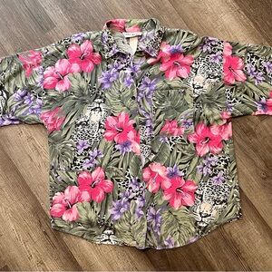 80’s Vintage Floral Tiger Print Women’s Shirt